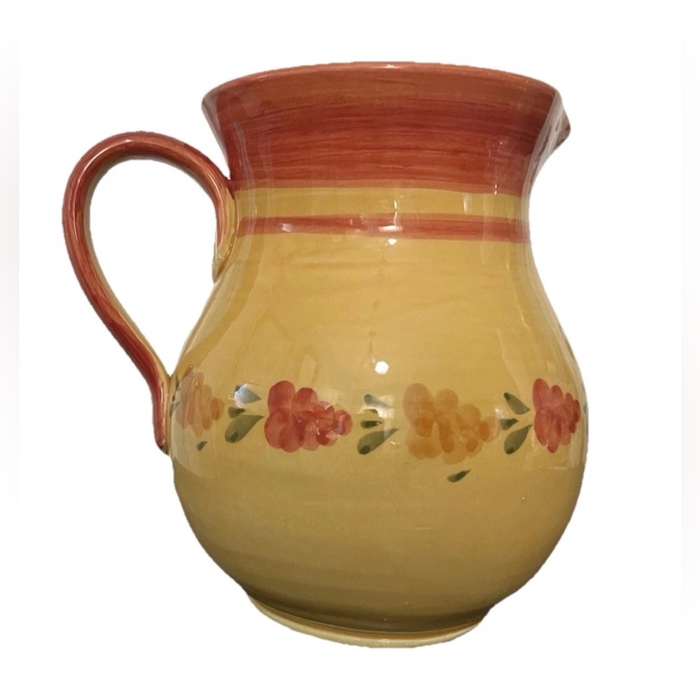 Ceramic Pitcher Vase Ceramiche Virginia Italy Hand Painted Fall Tuscan Farmhouse